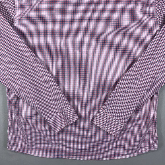 Gap Untucked Shirt Men's XL Red White Blue Check Button Down Long Sleeve Stretch - Picture 7 of 12